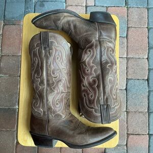 Nocona Almond Toe Brown Western Cowboy Boots